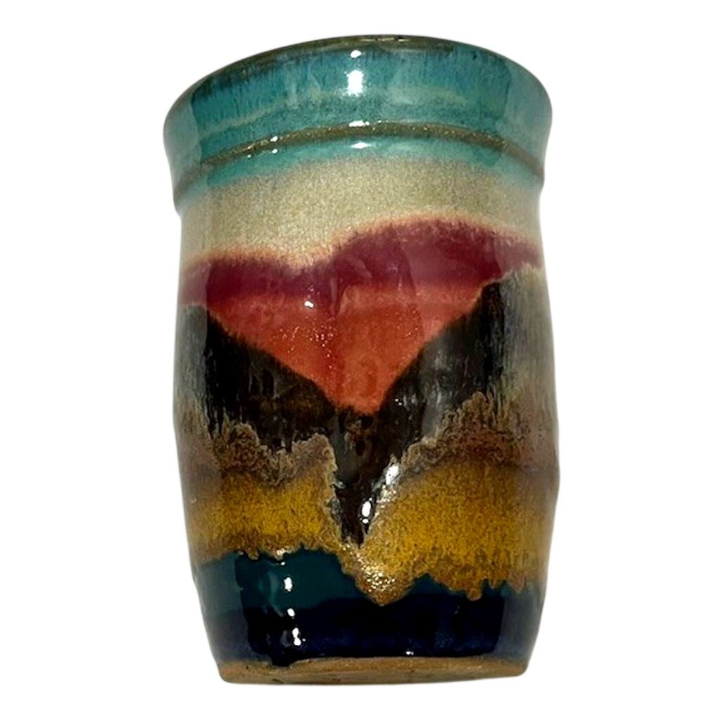 Signed Art Pottery Vase Mug Handmade Artist Signed Made in Tennessee 5"